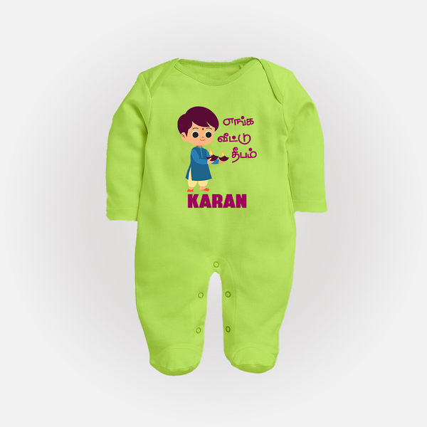Little Deepam Boy Full Body Suit - LIME GREEN - New Born (Chest 7.5")