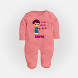 Enga Veetu Dheepam Sleep suit | Personalized Baby Sleep suit for Little Festival Star - PEACH - New Born (Chest 7.5")