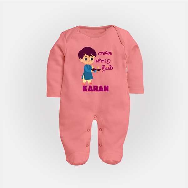Little Deepam Boy Full Body Suit - PEACH - New Born (Chest 7.5")