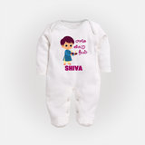 Enga Veetu Dheepam Sleep suit | Personalized Baby Sleep suit for Little Festival Star - WHITE - New Born (Chest 7.5")