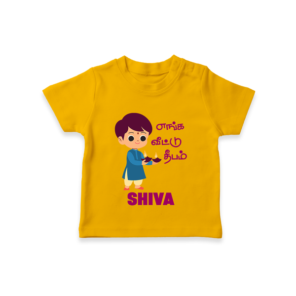 Enga Veetu Dheepam Tshirt | Personalized Baby Tshirt for Little Festival Star - CHROME YELLOW - 0-5 Months Old (Chest 17")