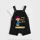 Enga Veetu Dheepam Dungaree Set | Personalized Baby Dungaree Set for Little Festival Star - BLACK - 0 - 5 Months Old (Chest 18")