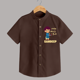 Enga Veetu Dheepam Shirt | Personalized Baby Shirt for Little Festival Star - CHOCOLATE BROWN - 0 - 6 Months Old (Chest 23")
