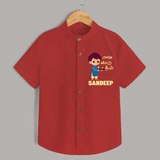 Enga Veetu Dheepam Shirt | Personalized Baby Shirt for Little Festival Star - RED - 0 - 6 Months Old (Chest 23")
