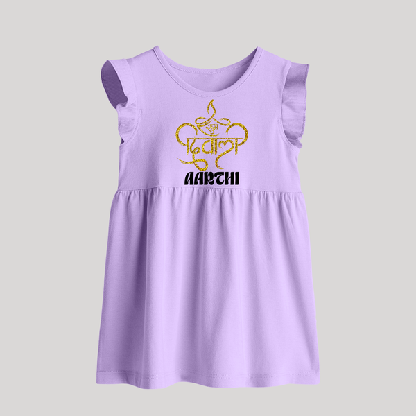 Happy Diwali Baby Frock | Custom Baby Baby Frock for Diwali Festivities - LILAC - 0 - 3 Months Old (Chest 17")