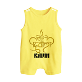 Shubh Diwali Sparkle Button Romper - PASTEL YELLOW - New Born (Chest 18")