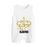 Shubh Diwali Sparkle Button Romper - WHITE - New Born (Chest 18")