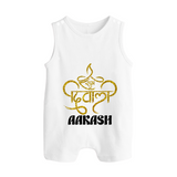 Happy Diwali Romper Suit | Custom Baby Romper Suit for Diwali Festivities - WHITE - 0 - 5 Months Old (Chest 18")