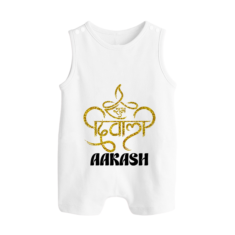 Happy Diwali Romper Suit | Custom Baby Romper Suit for Diwali Festivities - WHITE - 0 - 5 Months Old (Chest 18")
