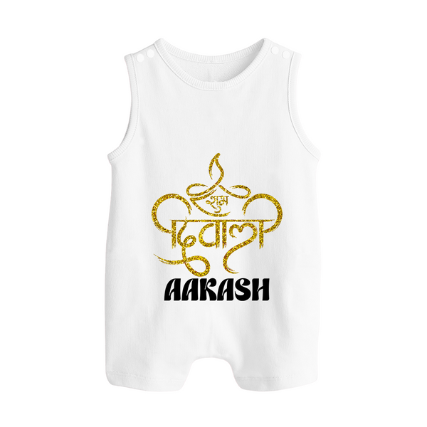 Happy Diwali Romper Suit | Custom Baby Romper Suit for Diwali Festivities - WHITE - 0 - 5 Months Old (Chest 18")