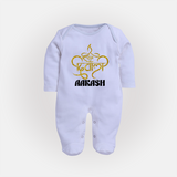 Happy Diwali Sleep suit | Custom Baby Sleep suit for Diwali Festivities - BABY BLUE - New Born (Chest 7.5")