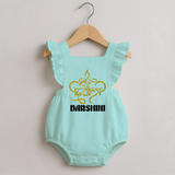 Shubh Diwali Sparkle Romper Frock - MINT GREEN - 0 - 3 Months Old (Chest 19")