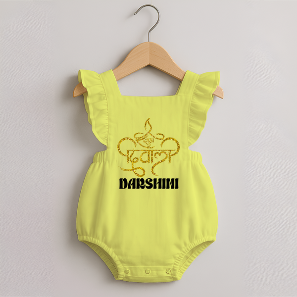 Shubh Diwali Sparkle Romper Frock - PASTEL YELLOW - 0 - 3 Months Old (Chest 19")