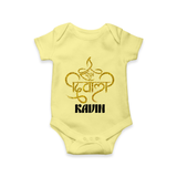 Shubh Diwali Sparkle Romper - PASTEL YELLOW - New Born (Chest 14")