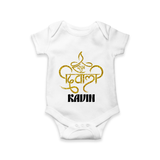 Shubh Diwali Sparkle Romper - WHITE - New Born (Chest 14")