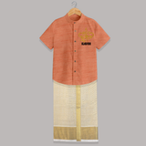 Shubh Diwali Sparkle Shirt and Dhoti - ORANGE - 0 - 6 Months Old (Chest-23") (Dhoti length-14")
