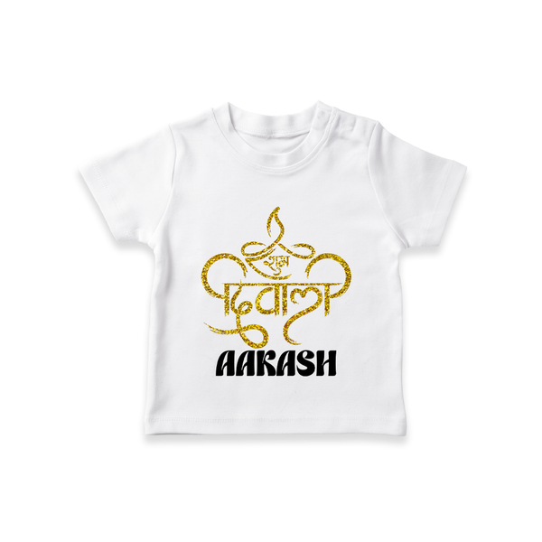 Happy Diwali Tshirt | Custom Baby Tshirt for Diwali Festivities - WHITE - 0-5 Months Old (Chest 17")