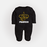 Happy Diwali Sleep suit | Custom Baby Sleep suit for Diwali Festivities - BLACK - New Born (Chest 7.5")