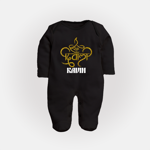 Shubh Diwali Sparkle Full Body Suit - BLACK - New Born (Chest 7.5")
