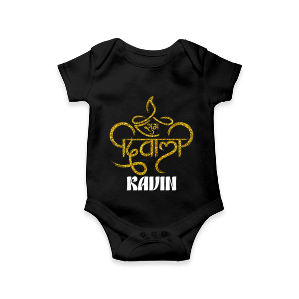 Shubh Diwali Sparkle Romper - BLACK - New Born (Chest 14")