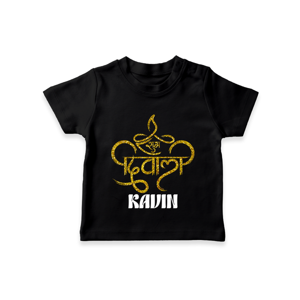 Shubh Diwali Sparkle Tshirt - BLACK - 0-5 Months Old (Chest 17")