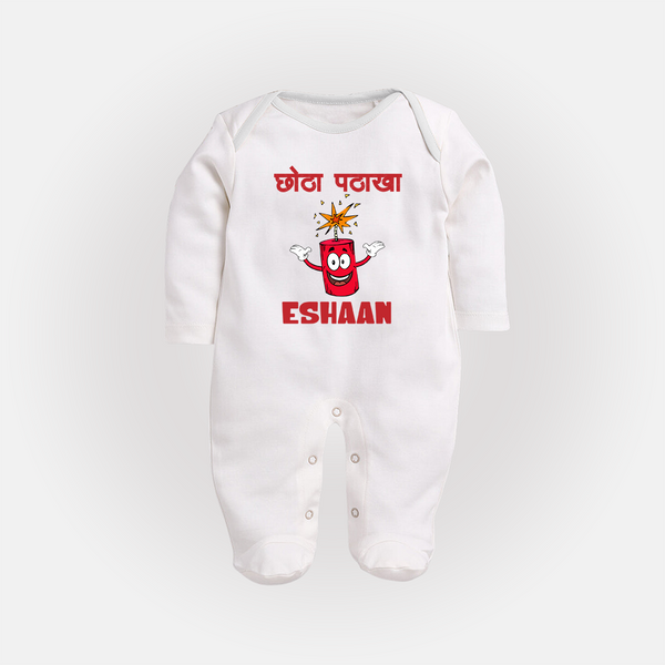 Chota Patakha Full Body Suit - WHITE - New Born (Chest 7.5")
