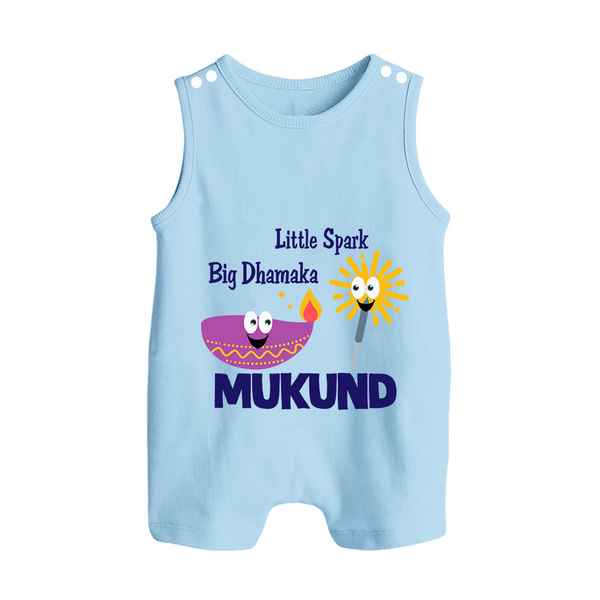 Little Spark Big Dhamaka Button Romper - BABY BLUE - New Born (Chest 18")