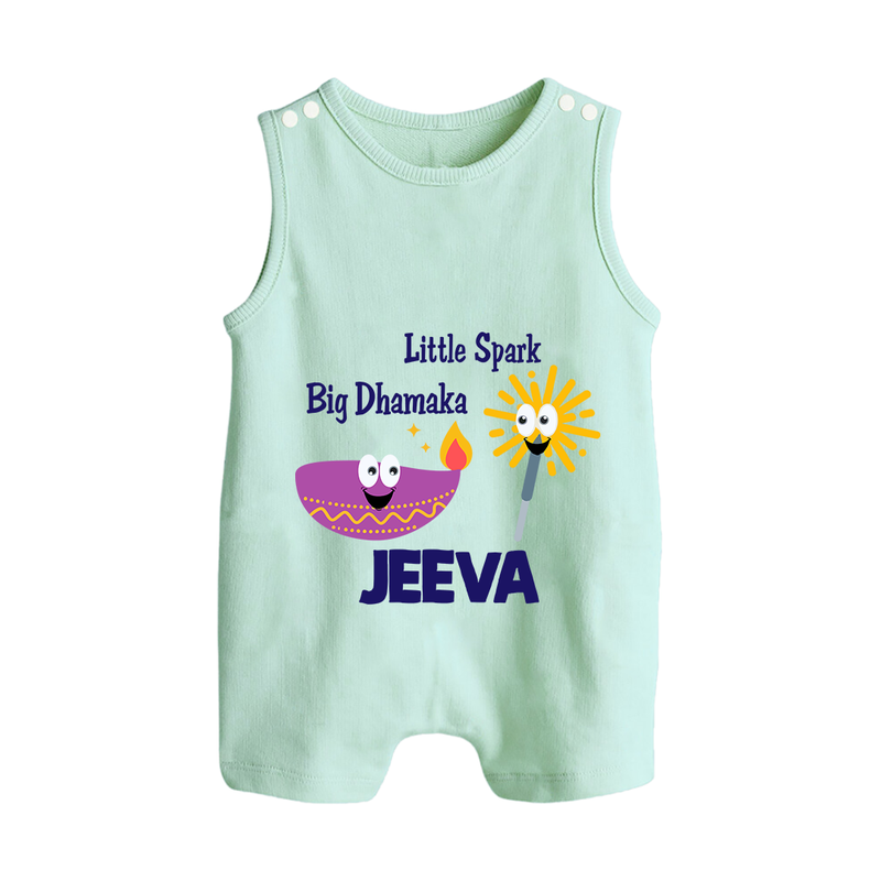 Little Big Dhamaka Romper Suit | Custom Baby Romper Suit for Festival Fun - MINT GREEN - 0 - 5 Months Old (Chest 18")