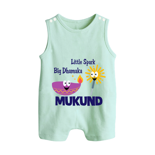 Little Spark Big Dhamaka Button Romper - MINT GREEN - New Born (Chest 18")