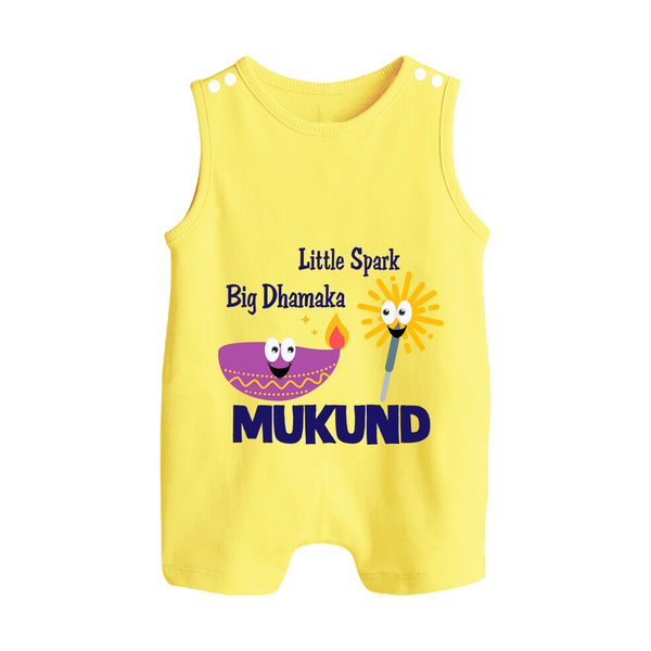 Little Spark Big Dhamaka Button Romper - PASTEL YELLOW - New Born (Chest 18")