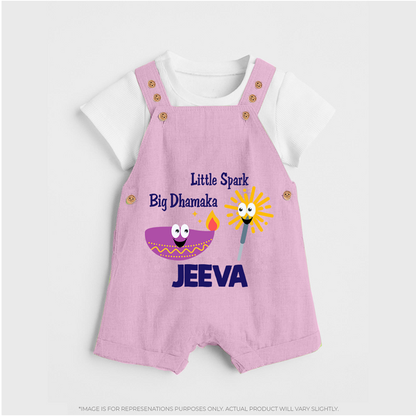 Little Big Dhamaka Dungaree Set | Custom Baby Dungaree Set for Festival Fun - BABY PINK - 0 - 5 Months Old (Chest 18")