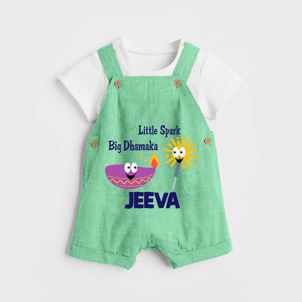 Little Big Dhamaka Dungaree Set | Custom Baby Dungaree Set for Festival Fun - GREEN - 0 - 5 Months Old (Chest 18")
