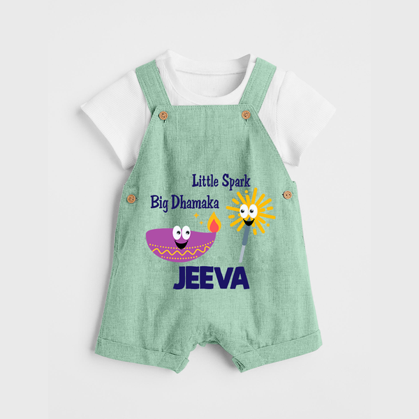 Little Big Dhamaka Dungaree Set | Custom Baby Dungaree Set for Festival Fun - MINT GREEN - 0 - 5 Months Old (Chest 18")