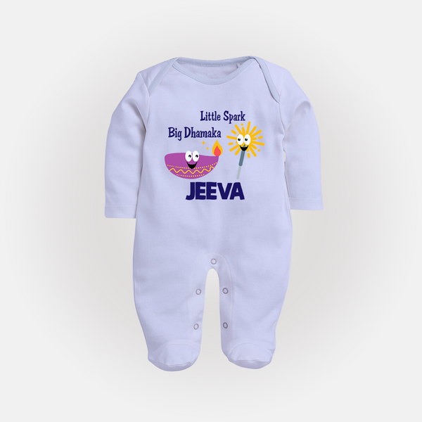 Little Big Dhamaka Sleep suit | Custom Baby Sleep suit for Festival Fun - BABY BLUE - New Born (Chest 7.5")