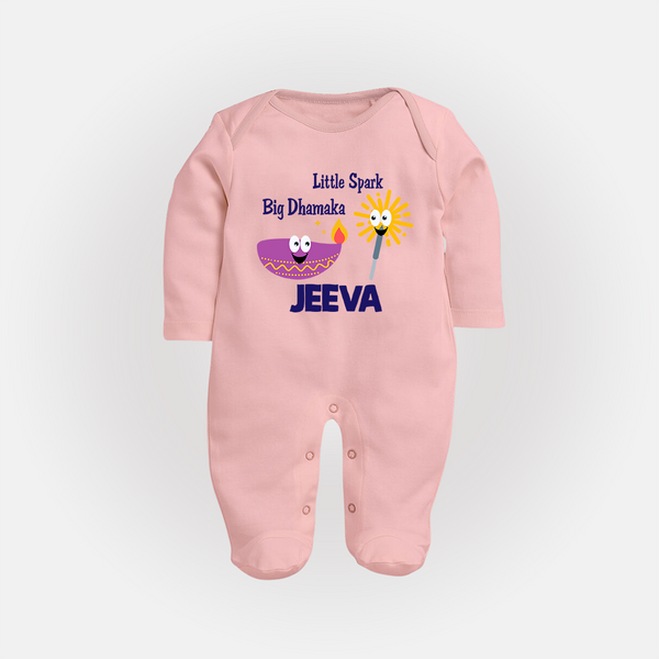 Little Big Dhamaka Sleep suit | Custom Baby Sleep suit for Festival Fun - BABY PINK - New Born (Chest 7.5")