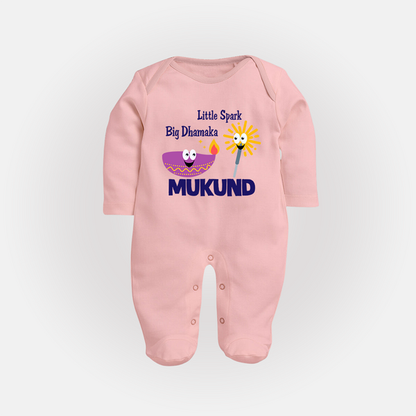 Little Spark Big Dhamaka Full Body Suit - BABY PINK - New Born (Chest 7.5")