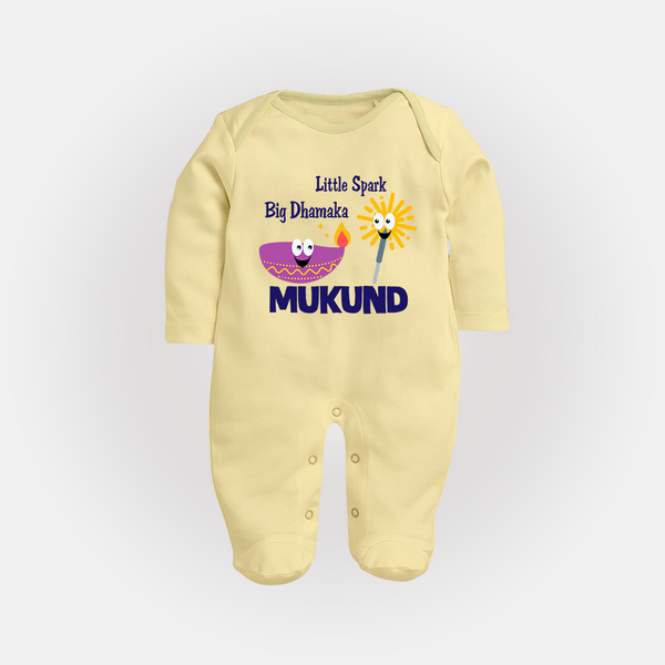 Little Spark Big Dhamaka Full Body Suit - PASTEL YELLOW - New Born (Chest 7.5")