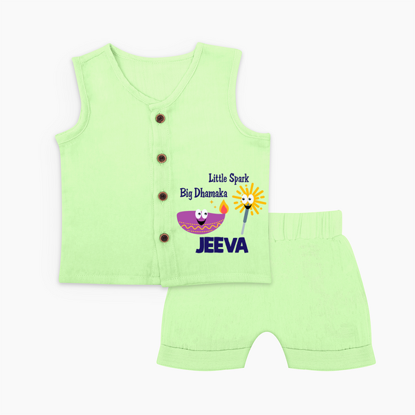 Little Big Dhamaka Jabla Set | Custom Baby Jabla Set for Festival Fun - PASTEL GREEN - 0 - 3 Months Old (Chest 9.8")