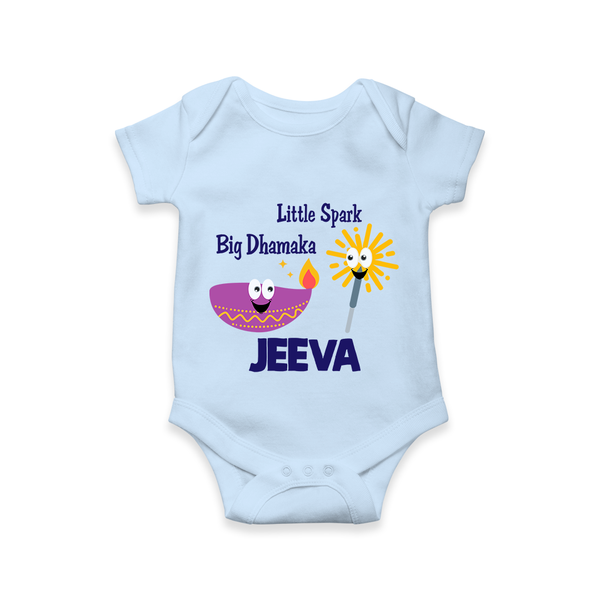 Little Big Dhamaka Romper | Custom Baby Romper for Festival Fun - BABY BLUE - New Born (Chest 14")