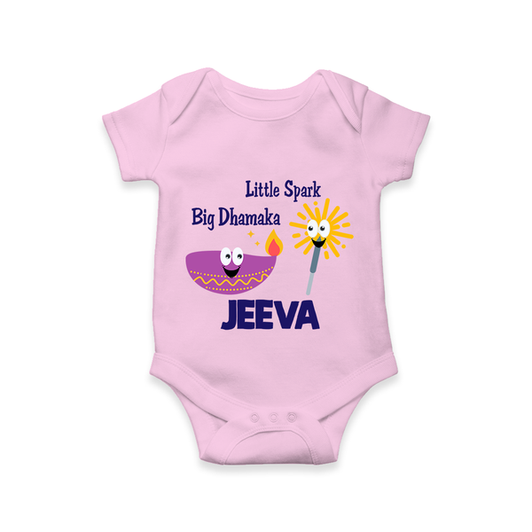 Little Big Dhamaka Romper | Custom Baby Romper for Festival Fun - BABY PINK - New Born (Chest 14")