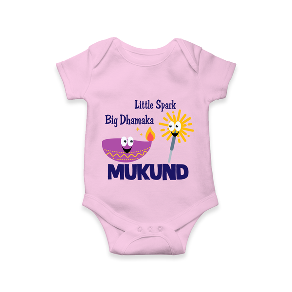 Little Spark Big Dhamaka Romper - BABY PINK - New Born (Chest 14")