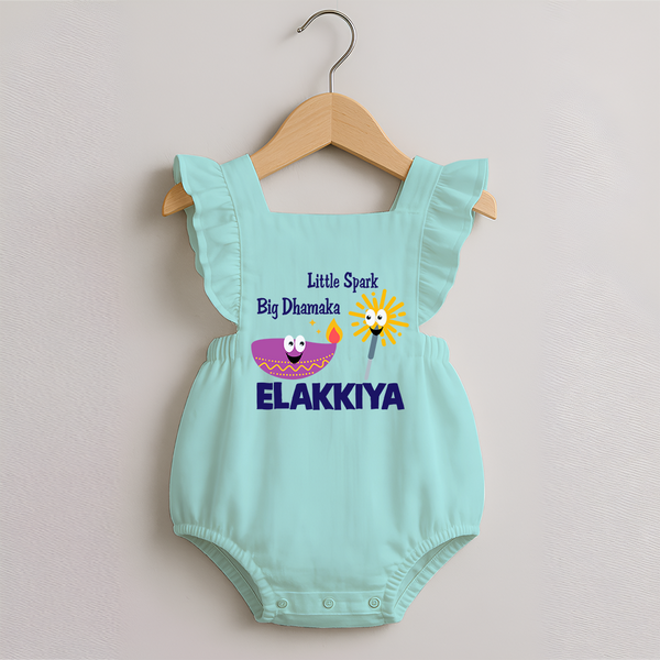 Little Spark Big Dhamaka Romper Frock - MINT GREEN - 0 - 3 Months Old (Chest 19")