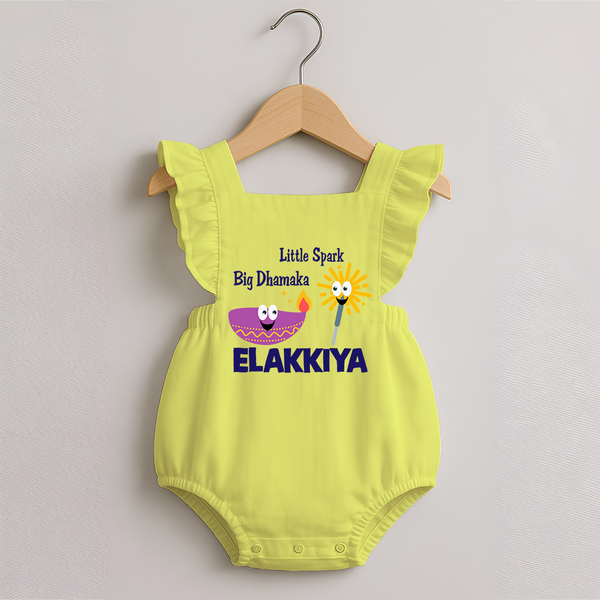 Little Spark Big Dhamaka Romper Frock - PASTEL YELLOW - 0 - 3 Months Old (Chest 19")