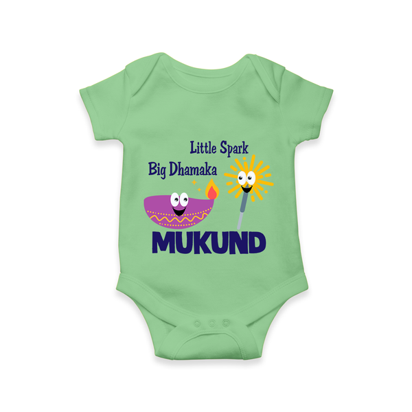 Little Spark Big Dhamaka Romper - GREEN - New Born (Chest 14")