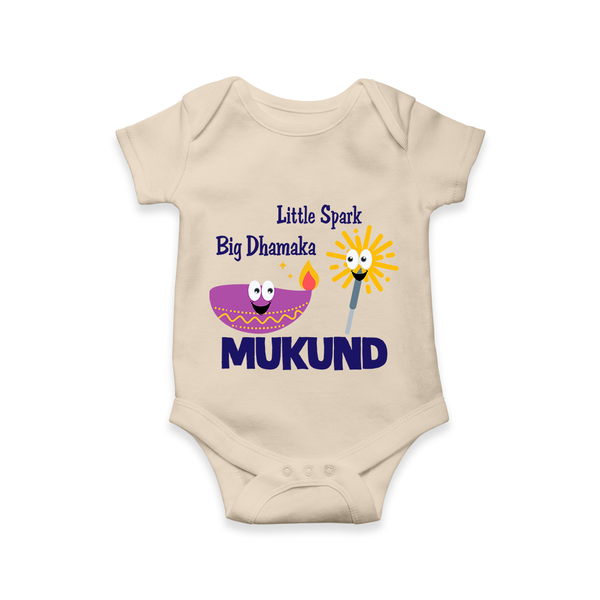 Little Spark Big Dhamaka Romper - IVORY - New Born (Chest 14")