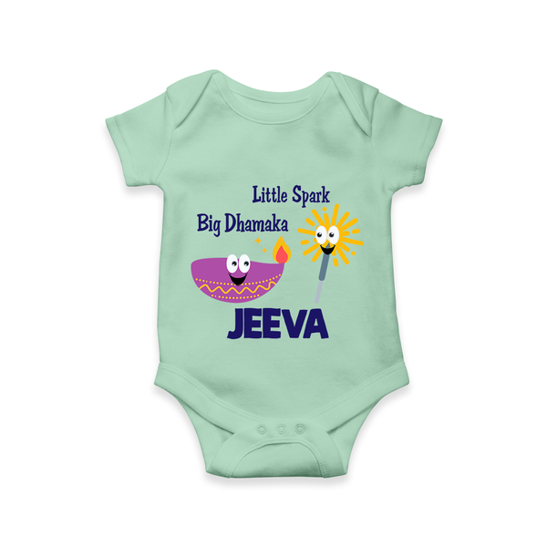 Little Big Dhamaka Romper | Custom Baby Romper for Festival Fun - MINT GREEN - New Born (Chest 14")