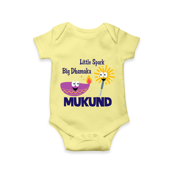 Little Spark Big Dhamaka Romper - PASTEL YELLOW - New Born (Chest 14")