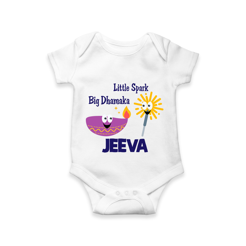 Little Big Dhamaka Romper | Custom Baby Romper for Festival Fun - WHITE - New Born (Chest 14")