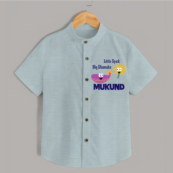 Little Spark Big Dhamaka Shirt - ARCTIC BLUE - 0 - 6 Months Old (Chest 23")