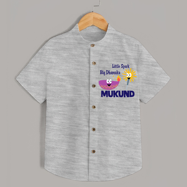 Little Spark Big Dhamaka Shirt - GREY - 0 - 6 Months Old (Chest 23")